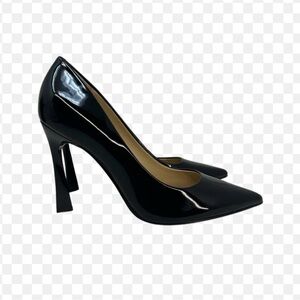 Mark Fischer Black Patent Pointed Toe Sculptural Heel Pumps